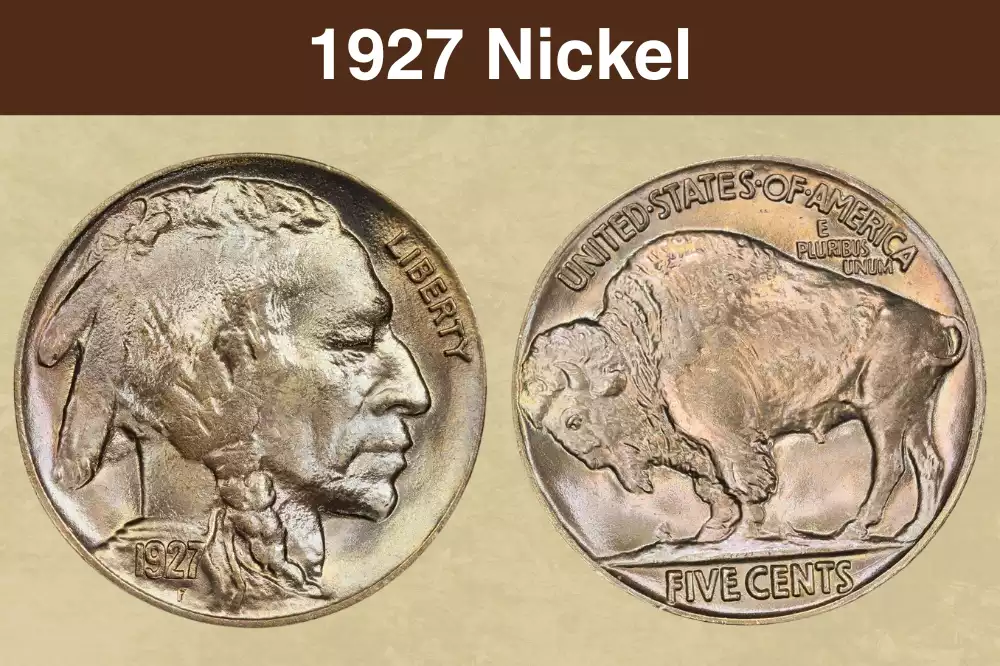 1927-S Buffalo nickel obverse and reverse showing the James Earle Fraser design in Mint State condition